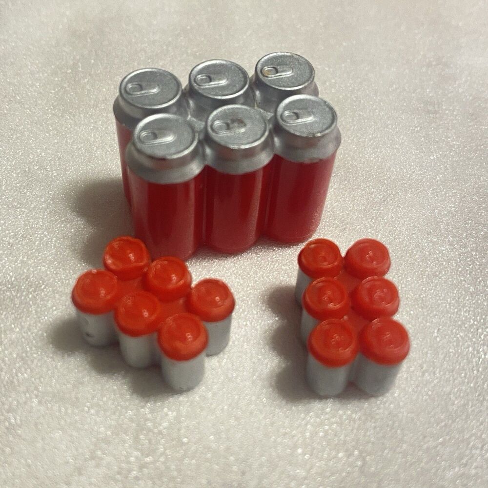 Vintage Red Miniature Six Pack Soda Can Toy Cola Kitchen Barbie Bratz Lot Of 3